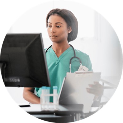 CareSelect - Doctor looking at computer screen