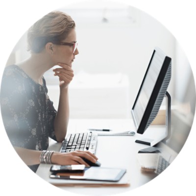 Clearance Authorization - Woman looking at computer screen