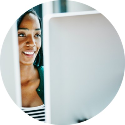 Woman looking at computer screen