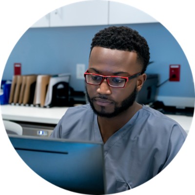 Man looking at computer screen